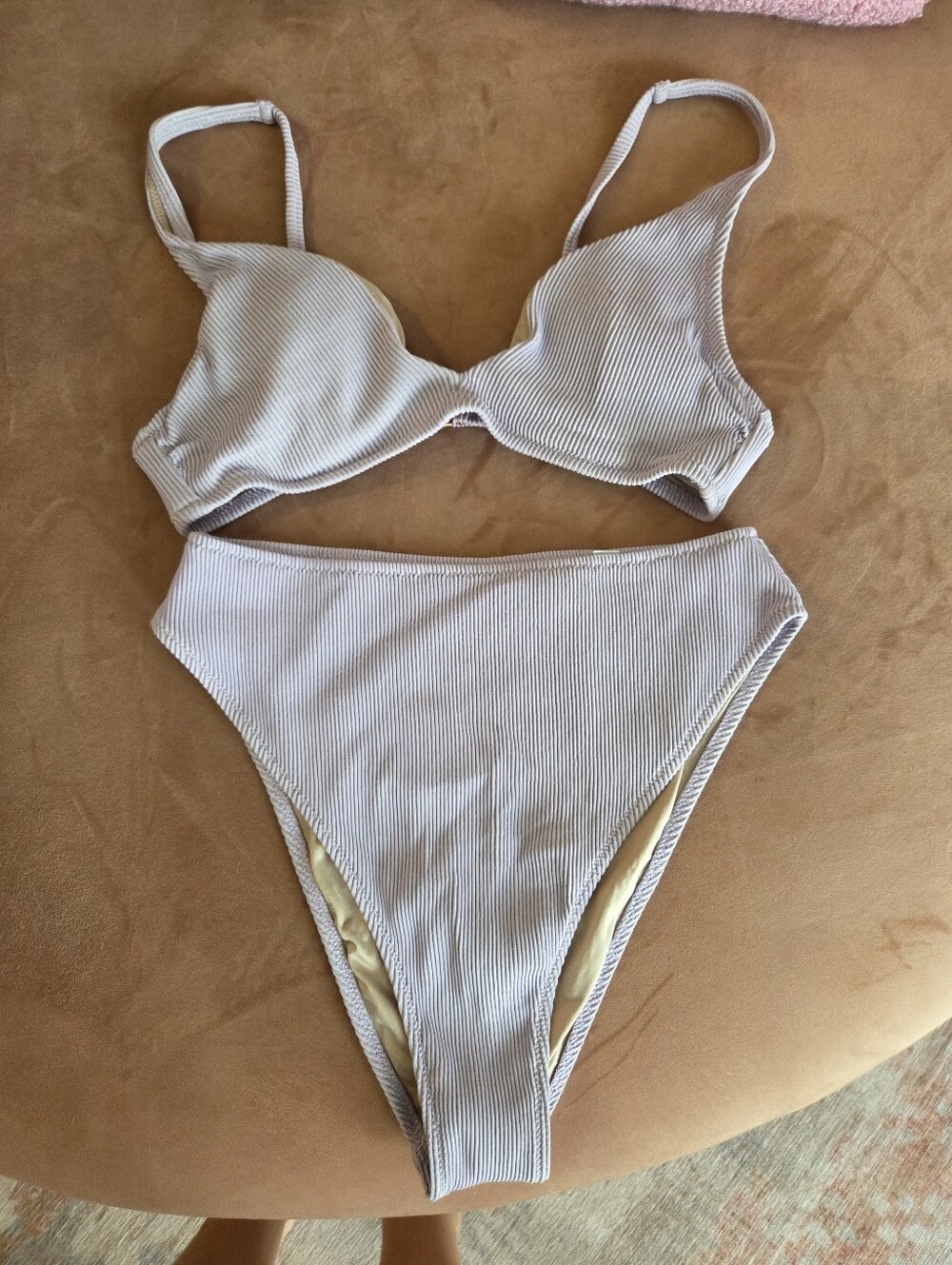 Light Lavender With Sparkle Ribbed Two-Piece Bikini Set